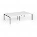Connex Goal-Post 2800 x 1600 x 725mm Back to Back Desk (4 x 1400mm) - Black Frame White Top GCO2816-K-WH