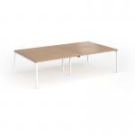 Connex Goal-Post 2800 x 1600 x 725mm Back to Back Desk (4 x 1400mm) - White Frame Beech Top GCO2816-WH-B