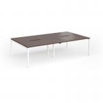 Connex Goal-Post 2800 x 1600 x 725mm Back to Back Desk (4 x 1400mm) - White Frame Walnut Top GCO2816-WH-W