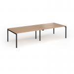 Connex Goal-Post 3200 x 1200 x 725mm Back to Back Desk (4 x 1600mm) - Black Frame Beech Top GCO3212-K-B