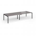 Connex Goal-Post 3200 x 1200 x 725mm Back to Back Desk (4 x 1600mm) - Black Frame Grey Oak Top GCO3212-K-GO