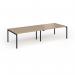 Connex Goal-Post 3200 x 1200 x 725mm Back to Back Desk (4 x 1600mm) - Black Frame Kendal Oak Top GCO3212-K-KO