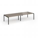 Connex Goal-Post 3200 x 1200 x 725mm Back to Back Desk (4 x 1600mm) - Black Frame Nebraska Oak Top GCO3212-K-NO