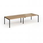 Connex Goal-Post 3200 x 1200 x 725mm Back to Back Desk (4 x 1600mm) - Black Frame Oak Top GCO3212-K-O