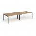Connex Goal-Post 3200 x 1200 x 725mm Back to Back Desk (4 x 1600mm) - Black Frame Oak Top GCO3212-K-O