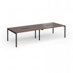 Connex Goal-Post 3200 x 1200 x 725mm Back to Back Desk (4 x 1600mm) - Black Frame Walnut Top GCO3212-K-W