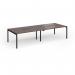 Connex Goal-Post 3200 x 1200 x 725mm Back to Back Desk (4 x 1600mm) - Black Frame Walnut Top GCO3212-K-W