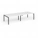 Connex Goal-Post 3200 x 1200 x 725mm Back to Back Desk (4 x 1600mm) - Black Frame White Top GCO3212-K-WH