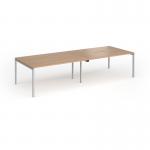 Connex Goal-Post 3200 x 1200 x 725mm Back to Back Desk (4 x 1600mm) - Silver Frame Beech Top GCO3212-S-B