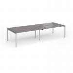 Connex Goal-Post 3200 x 1200 x 725mm Back to Back Desk (4 x 1600mm) - Silver Frame Grey Oak Top GCO3212-S-GO