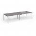Connex Goal-Post 3200 x 1200 x 725mm Back to Back Desk (4 x 1600mm) - Silver Frame Grey Oak Top GCO3212-S-GO