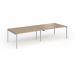 Connex Goal-Post 3200 x 1200 x 725mm Back to Back Desk (4 x 1600mm) - Silver Frame Kendal Oak Top GCO3212-S-KO