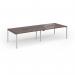 Connex Goal-Post 3200 x 1200 x 725mm Back to Back Desk (4 x 1600mm) - Silver Frame Walnut Top GCO3212-S-W