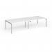 Connex Goal-Post 3200 x 1200 x 725mm Back to Back Desk (4 x 1600mm) - Silver Frame White Top GCO3212-S-WH