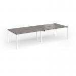 Connex Goal-Post 3200 x 1200 x 725mm Back to Back Desk (4 x 1600mm) - White Frame Grey Oak Top GCO3212-WH-GO