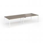 Connex Goal-Post 3200 x 1200 x 725mm Back to Back Desk (4 x 1600mm) - White Frame Nebraska Oak Top GCO3212-WH-NO
