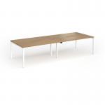 Connex Goal-Post 3200 x 1200 x 725mm Back to Back Desk (4 x 1600mm) - White Frame Oak Top GCO3212-WH-O