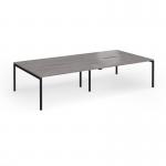 Connex Goal-Post 3200 x 1600 x 725mm Back to Back Desk (4 x 1600mm) - Black Frame Grey Oak Top GCO3216-K-GO
