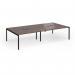 Connex Goal-Post 3200 x 1600 x 725mm Back to Back Desk (4 x 1600mm) - Black Frame Walnut Top GCO3216-K-W