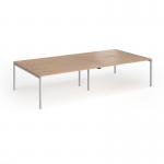 Connex Goal-Post 3200 x 1600 x 725mm Back to Back Desk (4 x 1600mm) - Silver Frame Beech Top GCO3216-S-B
