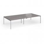 Connex Goal-Post 3200 x 1600 x 725mm Back to Back Desk (4 x 1600mm) - Silver Frame Grey Oak Top GCO3216-S-GO