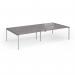 Connex Goal-Post 3200 x 1600 x 725mm Back to Back Desk (4 x 1600mm) - Silver Frame Grey Oak Top GCO3216-S-GO