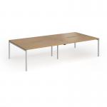 Connex Goal-Post 3200 x 1600 x 725mm Back to Back Desk (4 x 1600mm) - Silver Frame Oak Top GCO3216-S-O