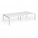 Connex Goal-Post 3200 x 1600 x 725mm Back to Back Desk (4 x 1600mm) - Silver Frame White Top GCO3216-S-WH