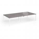 Connex Goal-Post 3200 x 1600 x 725mm Back to Back Desk (4 x 1600mm) - White Frame Grey Oak Top GCO3216-WH-GO