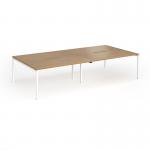 Connex Goal-Post 3200 x 1600 x 725mm Back to Back Desk (4 x 1600mm) - White Frame Oak Top GCO3216-WH-O