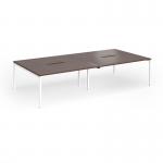 Connex Goal-Post 3200 x 1600 x 725mm Back to Back Desk (4 x 1600mm) - White Frame Walnut Top GCO3216-WH-W