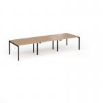 Connex Goal-Post 3600 x 1200 x 725mm Back to Back Desk (6 x 1200mm) - Black Frame Beech Top GCO3612-K-B