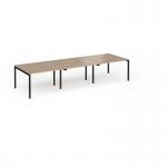 Connex Goal-Post 3600 x 1200 x 725mm Back to Back Desk (6 x 1200mm) - Black Frame Kendal Oak Top GCO3612-K-KO