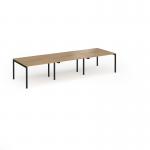 Connex Goal-Post 3600 x 1200 x 725mm Back to Back Desk (6 x 1200mm) - Black Frame Oak Top GCO3612-K-O