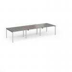 Connex Goal-Post 3600 x 1200 x 725mm Back to Back Desk (6 x 1200mm) - Silver Frame Grey Oak Top GCO3612-S-GO