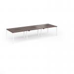 Connex Goal-Post 3600 x 1200 x 725mm Back to Back Desk (6 x 1200mm) - White Frame Walnut Top GCO3612-WH-W