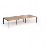 Connex Goal-Post 3600 x 1600 x 725mm Back to Back Desk (6 x 1200mm) - Black Frame Beech Top GCO3616-K-B