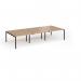Connex Goal-Post 3600 x 1600 x 725mm Back to Back Desk (6 x 1200mm) - Black Frame Beech Top GCO3616-K-B