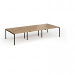 Connex Goal-Post 3600 x 1600 x 725mm Back to Back Desk (6 x 1200mm) - Black Frame Oak Top GCO3616-K-O
