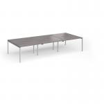 Connex Goal-Post 3600 x 1600 x 725mm Back to Back Desk (6 x 1200mm) - Silver Frame Grey Oak Top GCO3616-S-GO