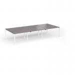 Connex Goal-Post 3600 x 1600 x 725mm Back to Back Desk (6 x 1200mm) - White Frame Grey Oak Top GCO3616-WH-GO