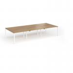 Connex Goal-Post 3600 x 1600 x 725mm Back to Back Desk (6 x 1200mm) - White Frame Oak Top GCO3616-WH-O