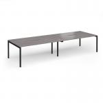 Connex Goal-Post 3600 x 1200 x 725mm Back to Back Desk (4 x 1800mm) - Black Frame Grey Oak Top GCO36L12-K-GO