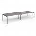 Connex Goal-Post 3600 x 1200 x 725mm Back to Back Desk (4 x 1800mm) - Black Frame Grey Oak Top GCO36L12-K-GO
