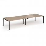 Connex Goal-Post 3600 x 1200 x 725mm Back to Back Desk (4 x 1800mm) - Black Frame Kendal Oak Top GCO36L12-K-KO