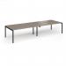 Connex Goal-Post 3600 x 1200 x 725mm Back to Back Desk (4 x 1800mm) - Black Frame Nebraska Oak Top GCO36L12-K-NO