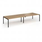 Connex Goal-Post 3600 x 1200 x 725mm Back to Back Desk (4 x 1800mm) - Black Frame Oak Top GCO36L12-K-O