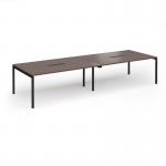 Connex Goal-Post 3600 x 1200 x 725mm Back to Back Desk (4 x 1800mm) - Black Frame Walnut Top GCO36L12-K-W