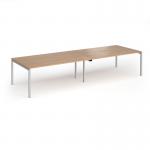 Connex Goal-Post 3600 x 1200 x 725mm Back to Back Desk (4 x 1800mm) - Silver Frame Beech Top GCO36L12-S-B