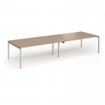 Connex Goal-Post 3600 x 1200 x 725mm Back to Back Desk (4 x 1800mm) - Silver Frame Kendal Oak Top GCO36L12-S-KO